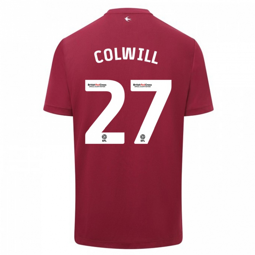 Kinder Fußball Rubin Colwill #27 Rot Auswärtstrikot Trikot 2023/24 T-Shirt Luxemburg