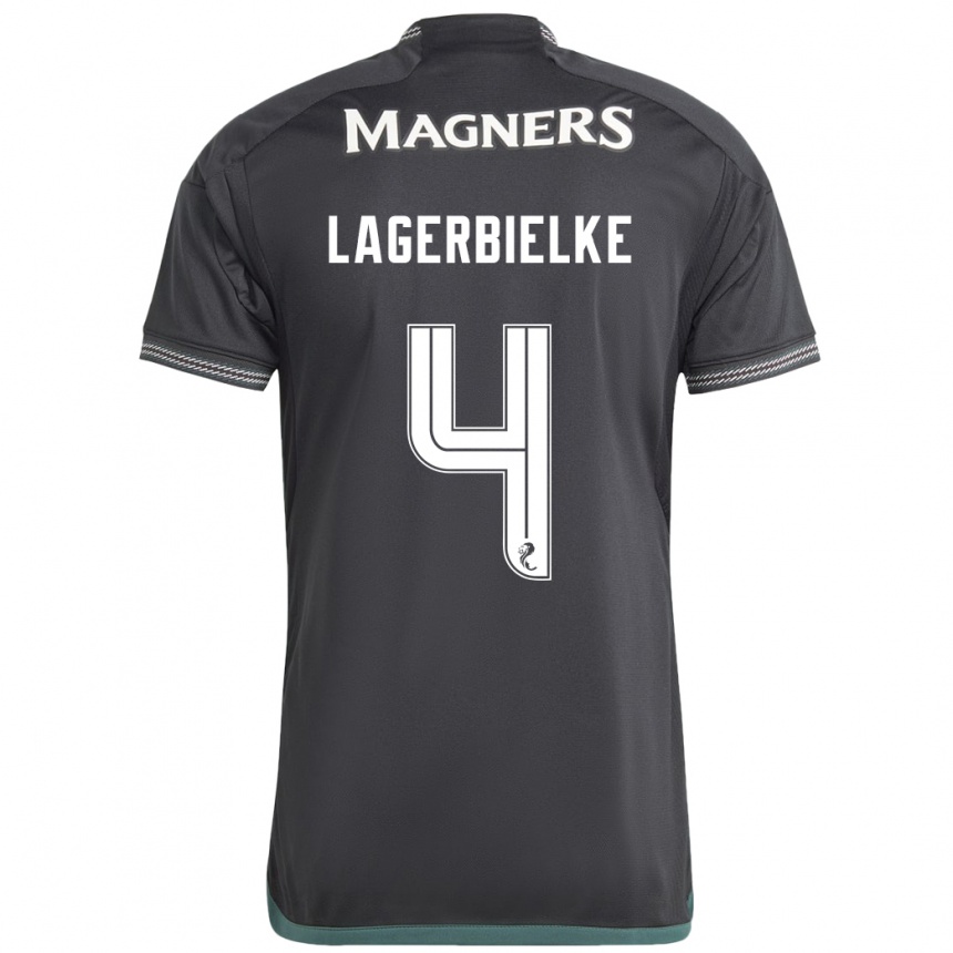 Kinder Fußball Gustaf Lagerbielke #4 Schwarz Auswärtstrikot Trikot 2023/24 T-Shirt Luxemburg
