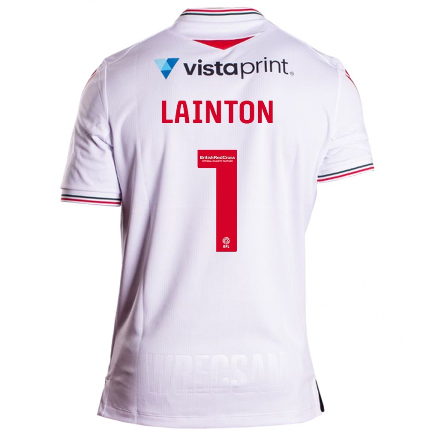 Kinder Fußball Rob Lainton #1 Weiß Auswärtstrikot Trikot 2023/24 T-Shirt Luxemburg