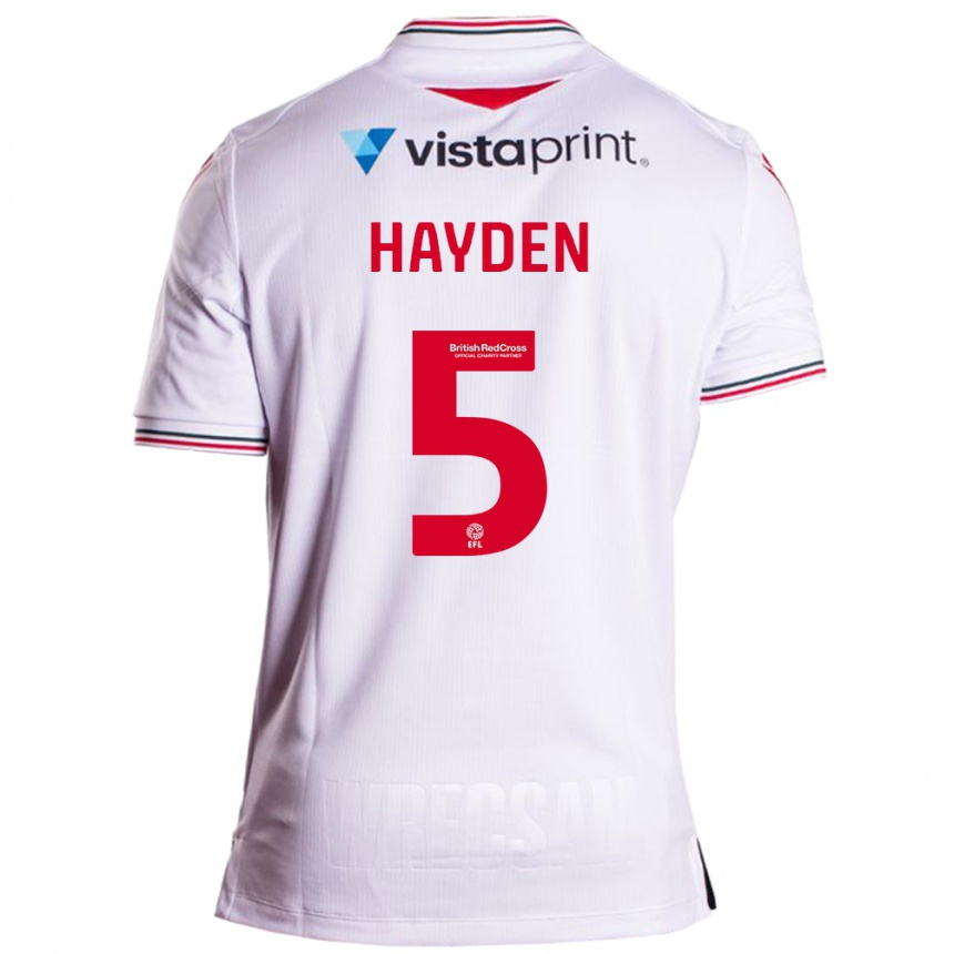 Kinder Fußball Aaron Hayden #5 Weiß Auswärtstrikot Trikot 2023/24 T-Shirt Luxemburg