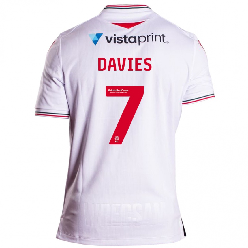Kinder Fußball Jordan Davies #7 Weiß Auswärtstrikot Trikot 2023/24 T-Shirt Luxemburg