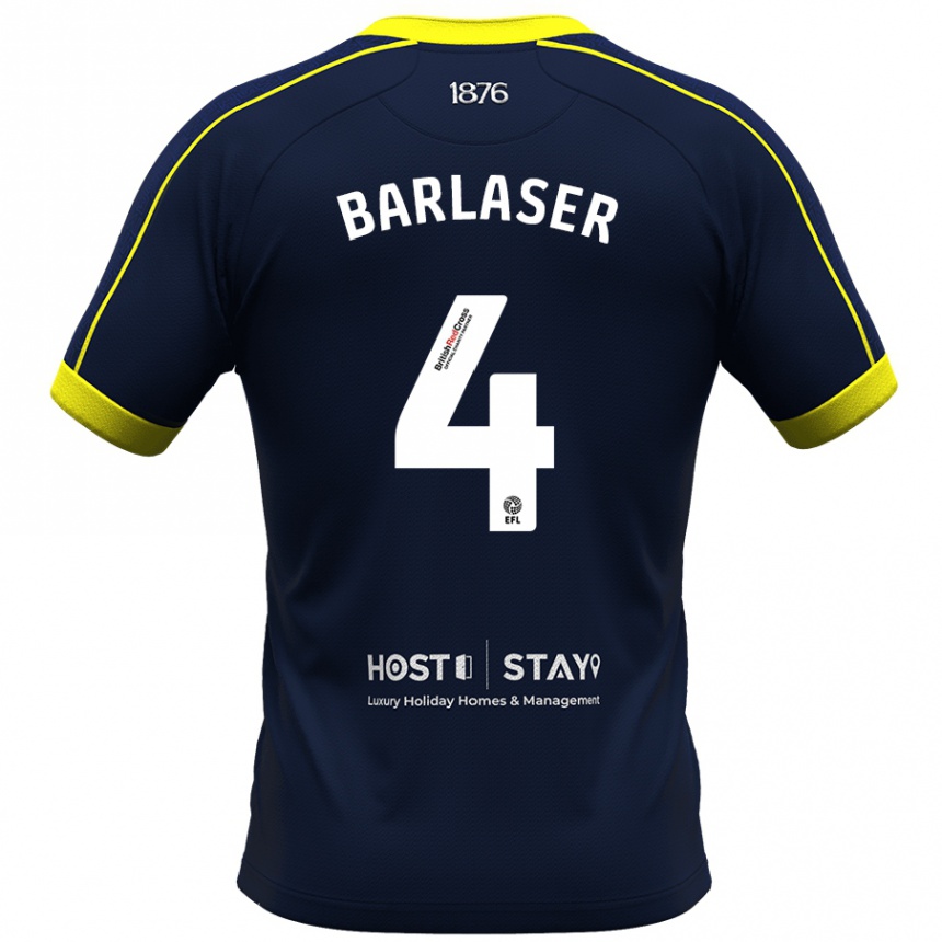Kinder Fußball Dan Barlaser #4 Marine Auswärtstrikot Trikot 2023/24 T-Shirt Luxemburg