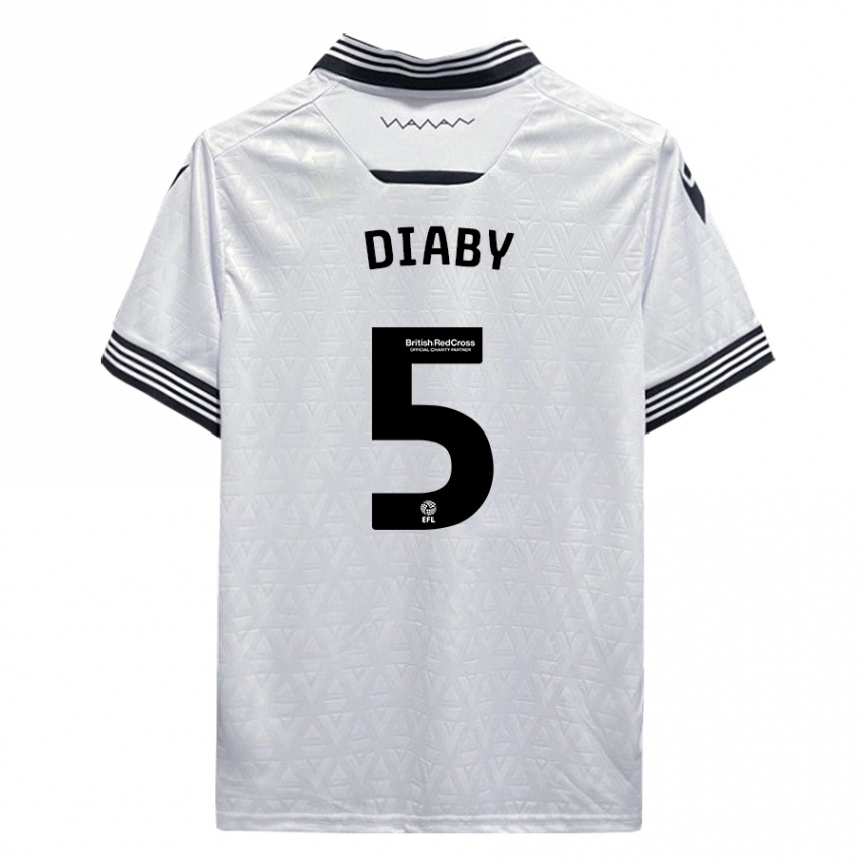 Kinder Fußball Bambo Diaby #5 Weiß Auswärtstrikot Trikot 2023/24 T-Shirt Luxemburg