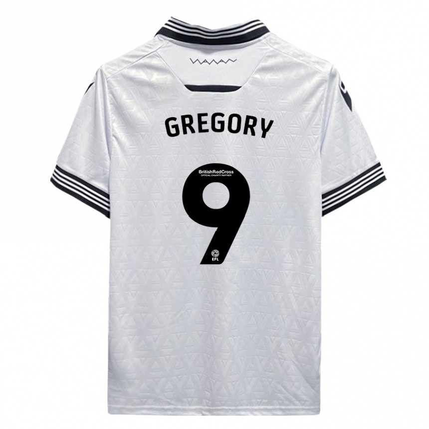 Kinder Fußball Lee Gregory #9 Weiß Auswärtstrikot Trikot 2023/24 T-Shirt Luxemburg