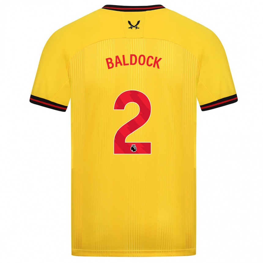 Kinder Fußball George Baldock #2 Gelb Auswärtstrikot Trikot 2023/24 T-Shirt Luxemburg