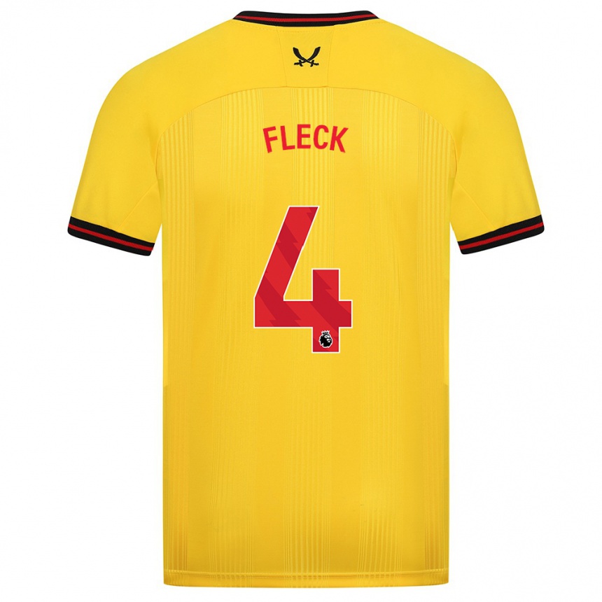 Kinder Fußball John Fleck #4 Gelb Auswärtstrikot Trikot 2023/24 T-Shirt Luxemburg