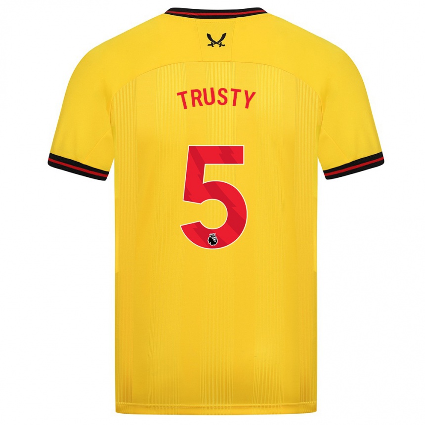 Kinder Fußball Auston Trusty #5 Gelb Auswärtstrikot Trikot 2023/24 T-Shirt Luxemburg