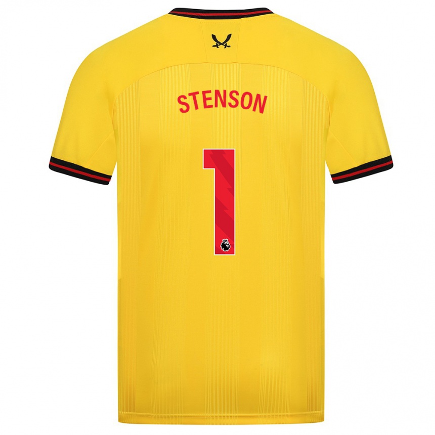 Kinder Fußball Fran Stenson #1 Gelb Auswärtstrikot Trikot 2023/24 T-Shirt Luxemburg