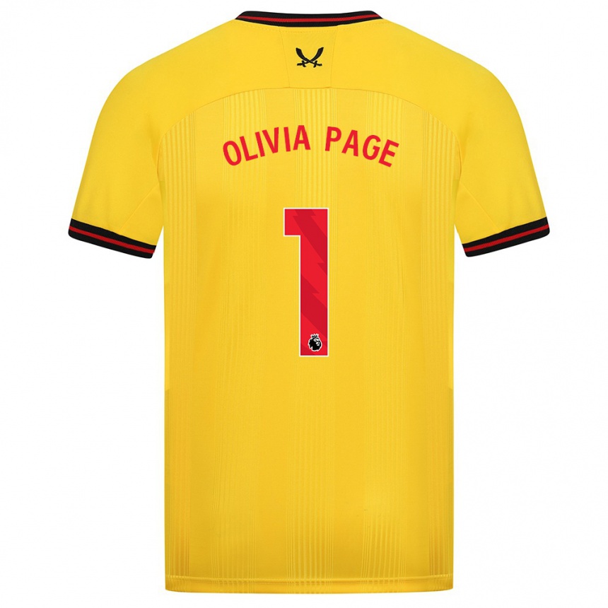 Kinder Fußball Olivia Page #1 Gelb Auswärtstrikot Trikot 2023/24 T-Shirt Luxemburg