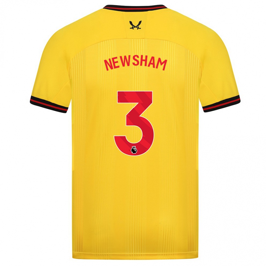 Kinder Fußball Charlotte Newsham #3 Gelb Auswärtstrikot Trikot 2023/24 T-Shirt Luxemburg