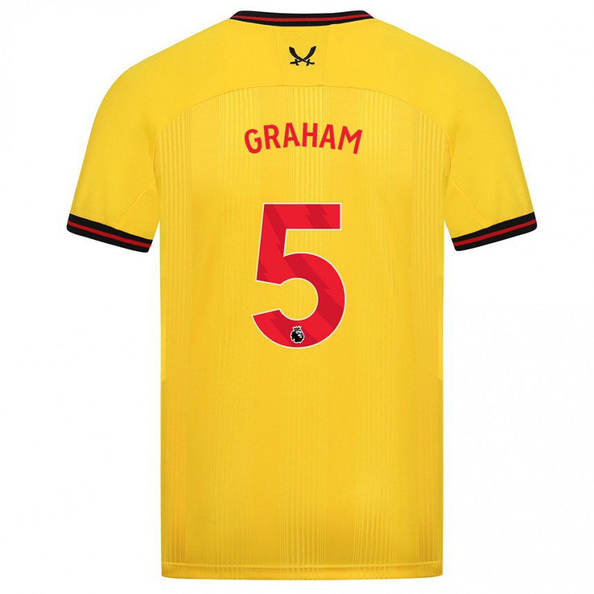 Kinder Fußball Molly Graham #5 Gelb Auswärtstrikot Trikot 2023/24 T-Shirt Luxemburg