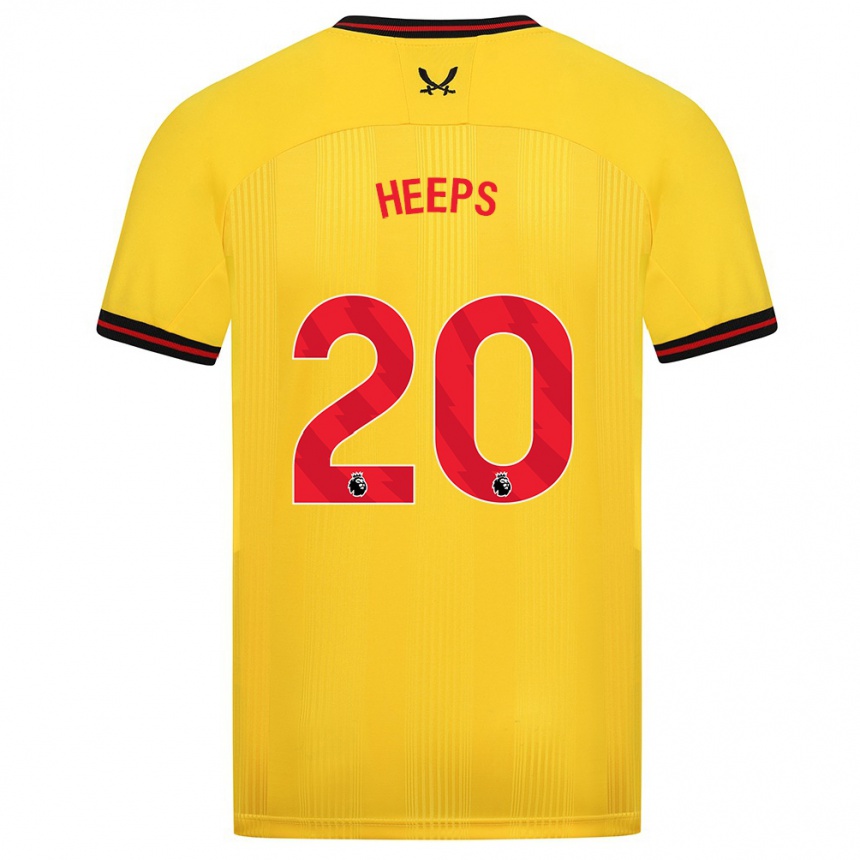 Kinder Fußball Eleanor Heeps #20 Gelb Auswärtstrikot Trikot 2023/24 T-Shirt Luxemburg
