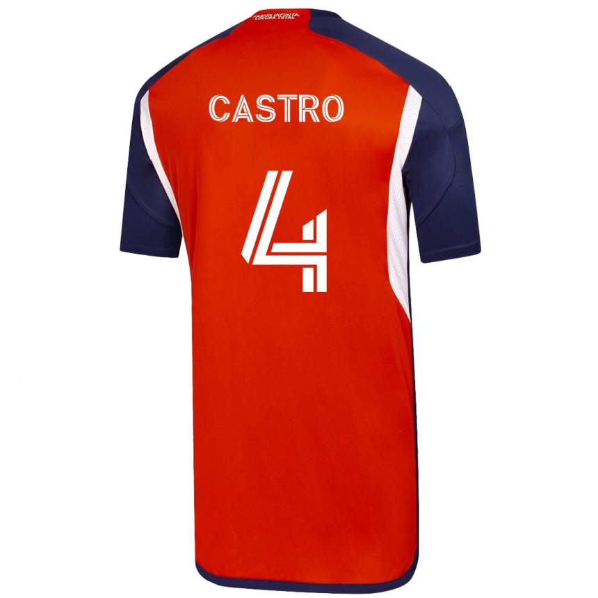 Kinder Fußball José Ignacio Castro #4 Weiß Auswärtstrikot Trikot 2023/24 T-Shirt Luxemburg