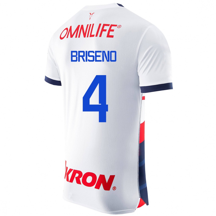 Kinder Fußball Antonio Briseño #4 Weiß Auswärtstrikot Trikot 2023/24 T-Shirt Luxemburg
