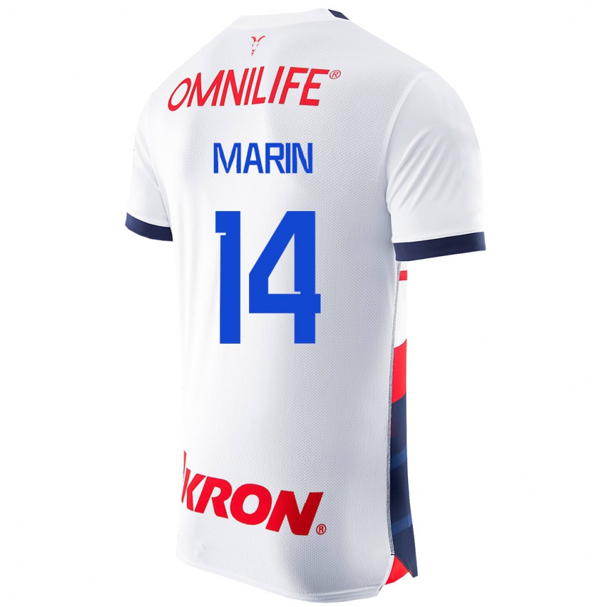 Kinder Fußball Ricardo Marín #14 Weiß Auswärtstrikot Trikot 2023/24 T-Shirt Luxemburg