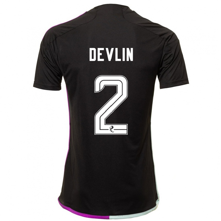 Kinder Fußball Nicky Devlin #2 Schwarz Auswärtstrikot Trikot 2023/24 T-Shirt Luxemburg
