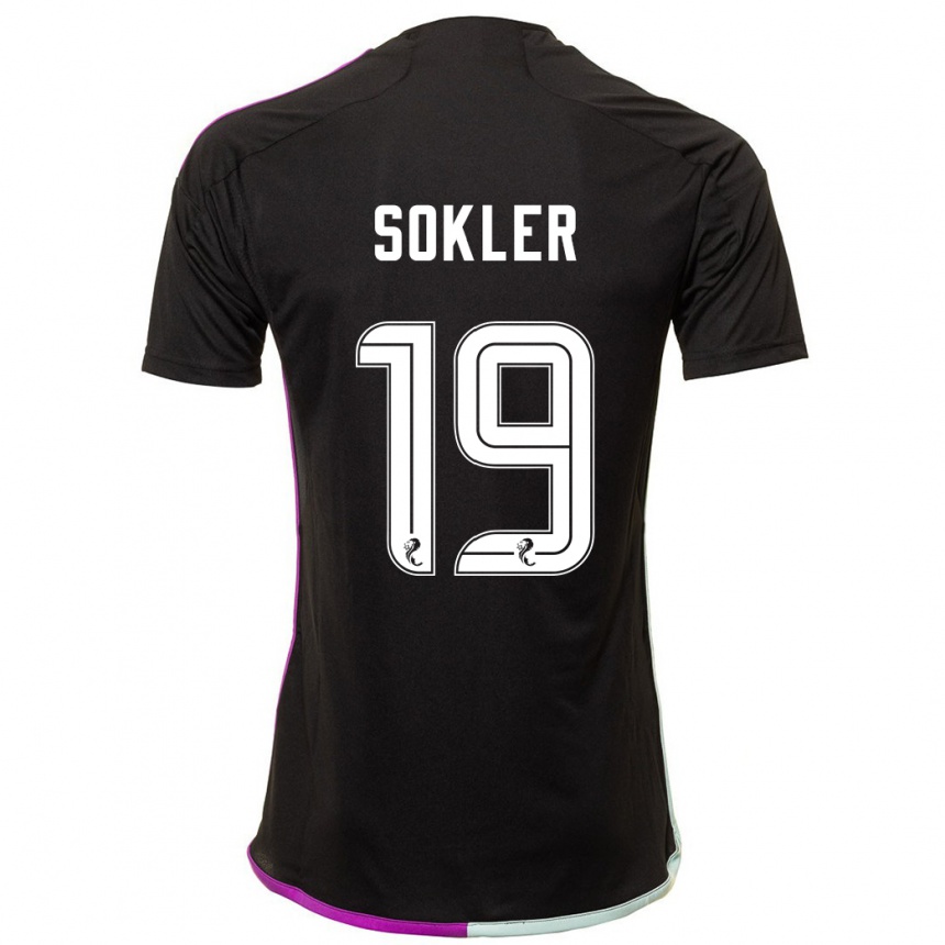 Kinder Fußball Ester Sokler #19 Schwarz Auswärtstrikot Trikot 2023/24 T-Shirt Luxemburg