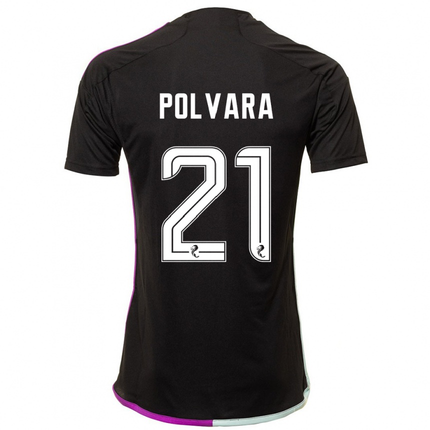 Kinder Fußball Dante Polvara #21 Schwarz Auswärtstrikot Trikot 2023/24 T-Shirt Luxemburg