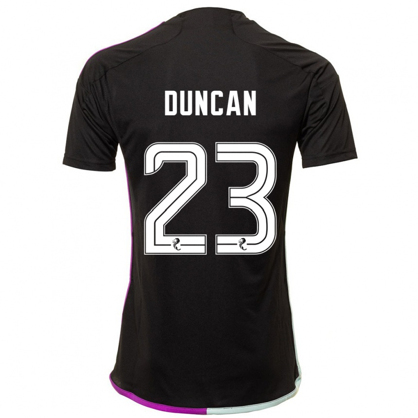 Kinder Fußball Ryan Duncan #23 Schwarz Auswärtstrikot Trikot 2023/24 T-Shirt Luxemburg