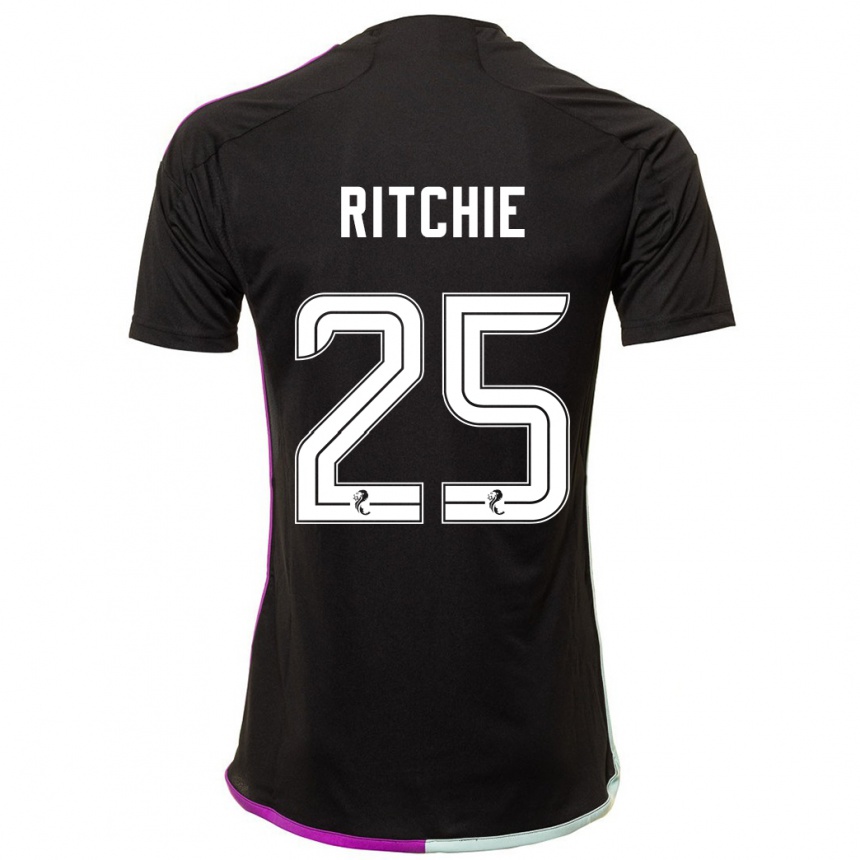 Kinder Fußball Tom Ritchie #25 Schwarz Auswärtstrikot Trikot 2023/24 T-Shirt Luxemburg