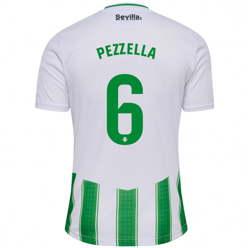 Herren Fußball Germán Pezzella #6 Weiß Heimtrikot Trikot 2023/24 T-Shirt Luxemburg