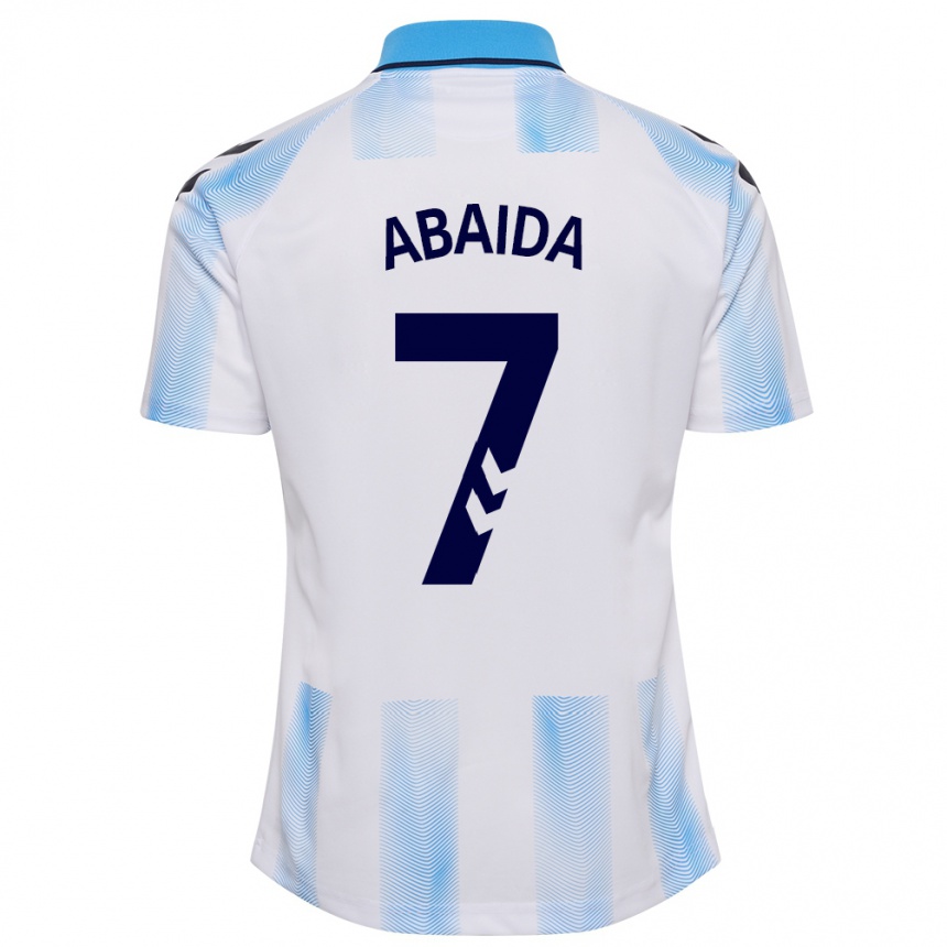 Herren Fußball Haitam Abaida #7 Weiß Blau Heimtrikot Trikot 2023/24 T-Shirt Luxemburg