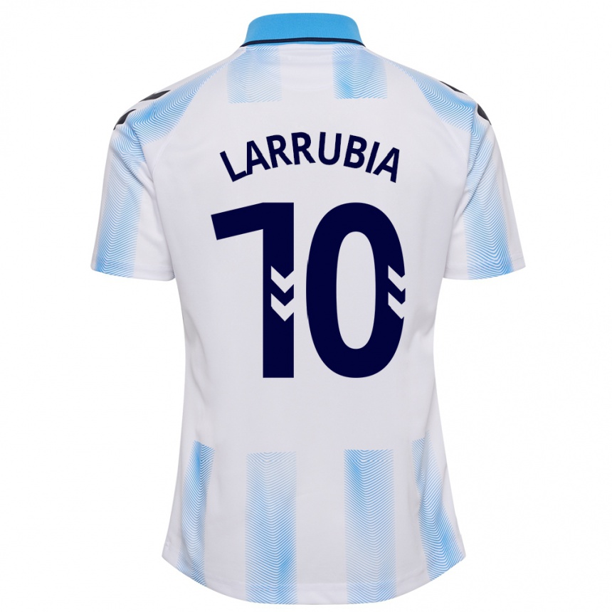 Herren Fußball David Larrubia #10 Weiß Blau Heimtrikot Trikot 2023/24 T-Shirt Luxemburg