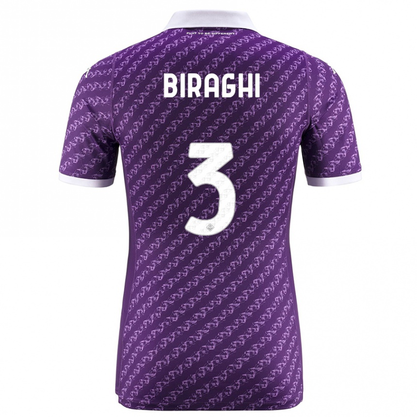 Herren Fußball Cristiano Biraghi #3 Violett Heimtrikot Trikot 2023/24 T-Shirt Luxemburg