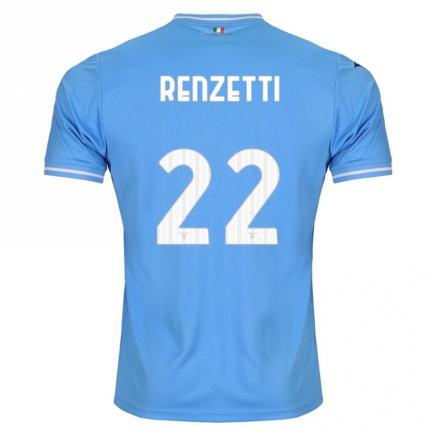 Herren Fußball Davide Renzetti #22 Blau Heimtrikot Trikot 2023/24 T-Shirt Luxemburg