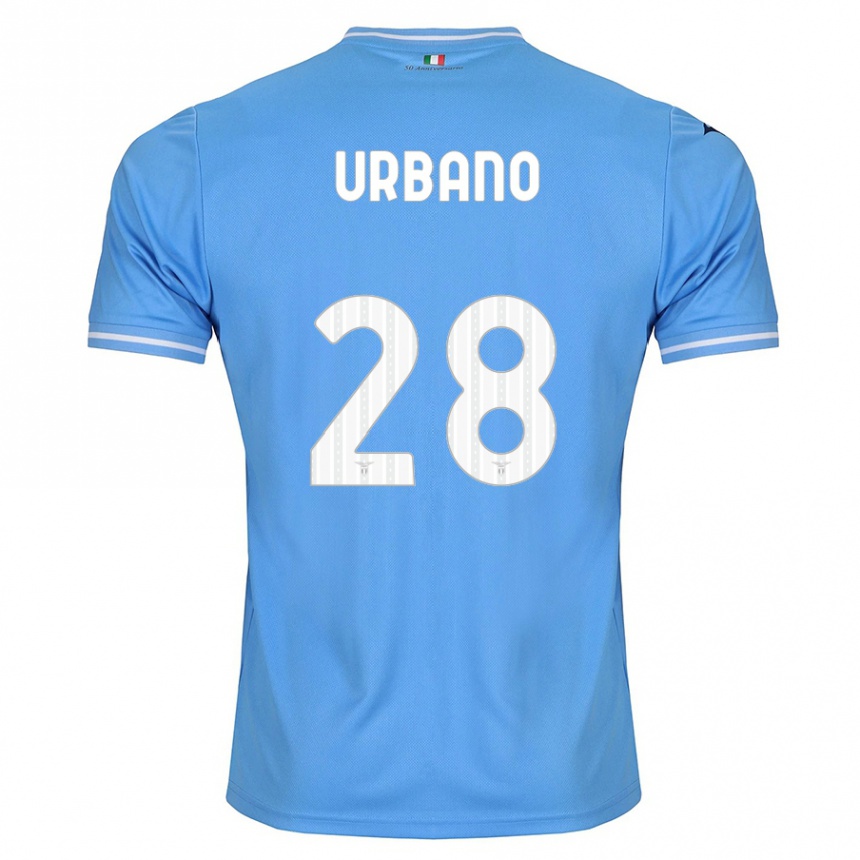 Herren Fußball Nicolò Urbano #28 Blau Heimtrikot Trikot 2023/24 T-Shirt Luxemburg