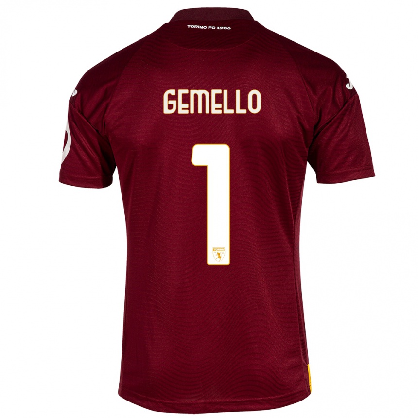 Herren Fußball Luca Gemello #1 Dunkelrot Heimtrikot Trikot 2023/24 T-Shirt Luxemburg