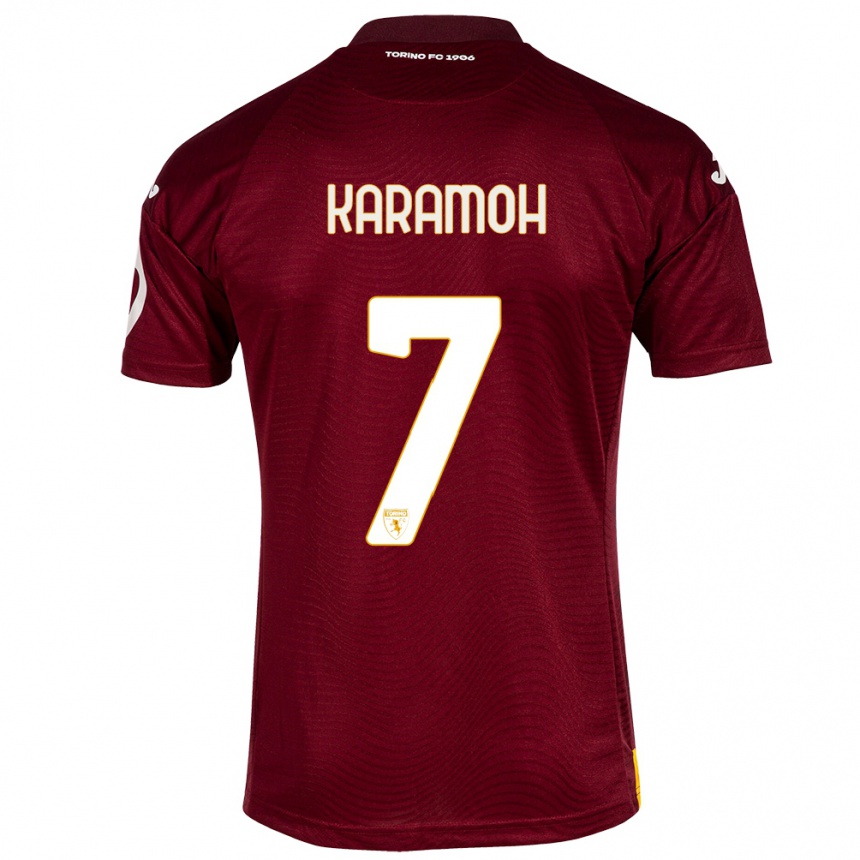 Herren Fußball Yann Karamoh #7 Dunkelrot Heimtrikot Trikot 2023/24 T-Shirt Luxemburg