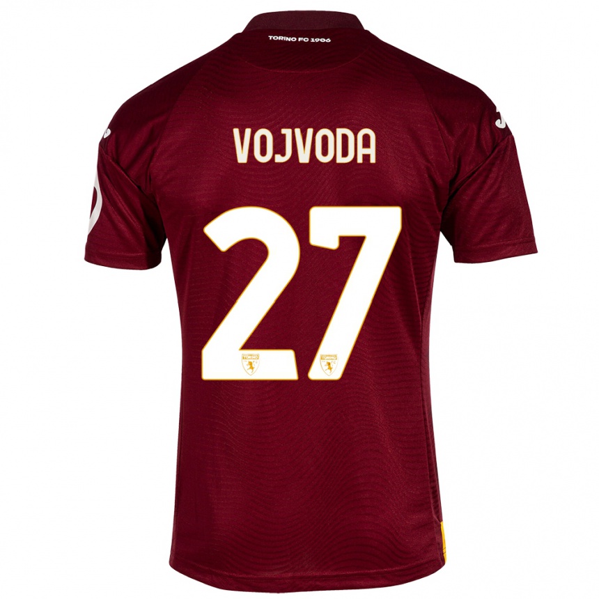Herren Fußball Mërgim Vojvoda #27 Dunkelrot Heimtrikot Trikot 2023/24 T-Shirt Luxemburg