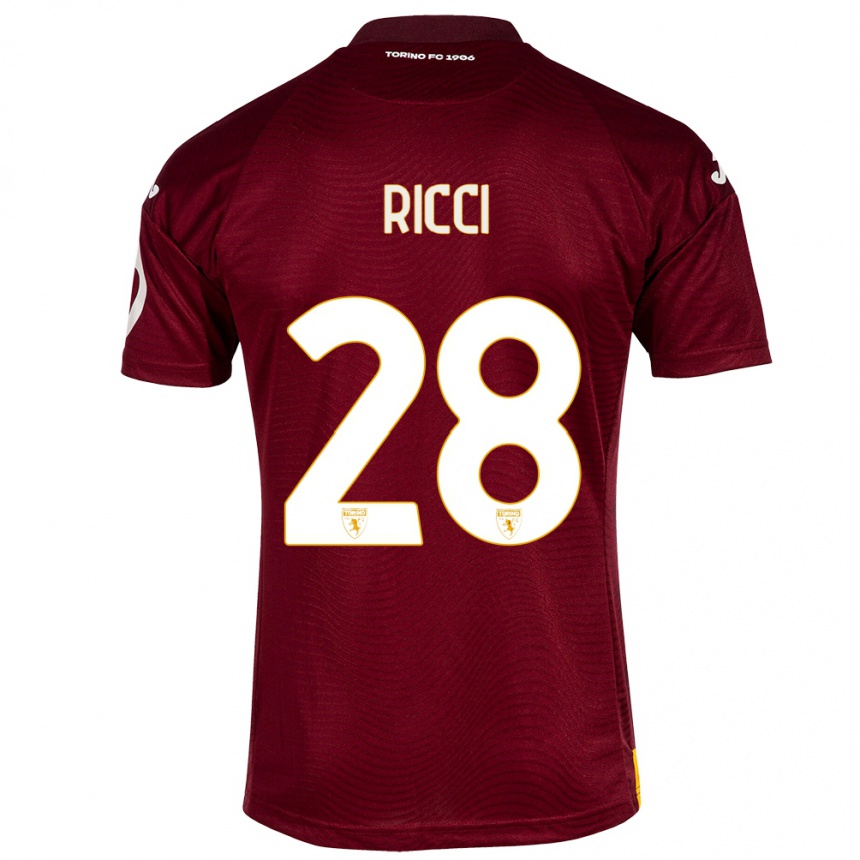 Herren Fußball Samuele Ricci #28 Dunkelrot Heimtrikot Trikot 2023/24 T-Shirt Luxemburg
