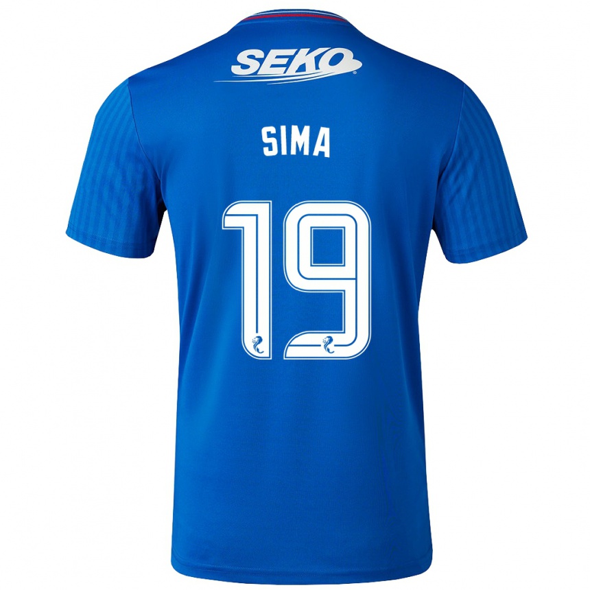 Herren Fußball Abdallah Sima #19 Blau Heimtrikot Trikot 2023/24 T-Shirt Luxemburg