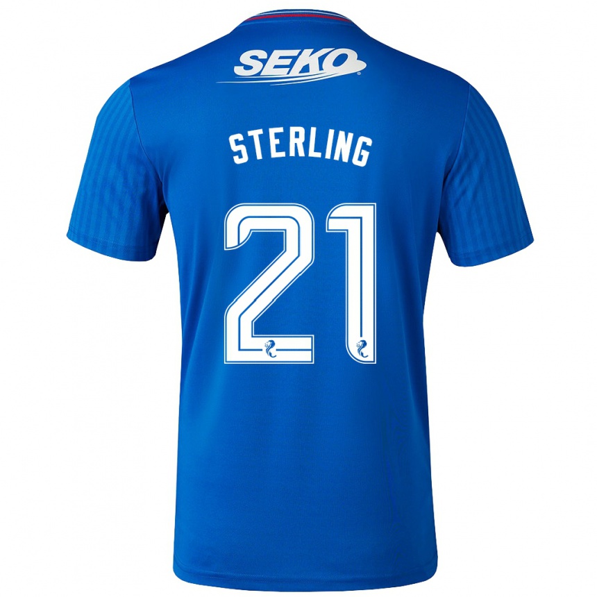 Herren Fußball Dujon Sterling #21 Blau Heimtrikot Trikot 2023/24 T-Shirt Luxemburg