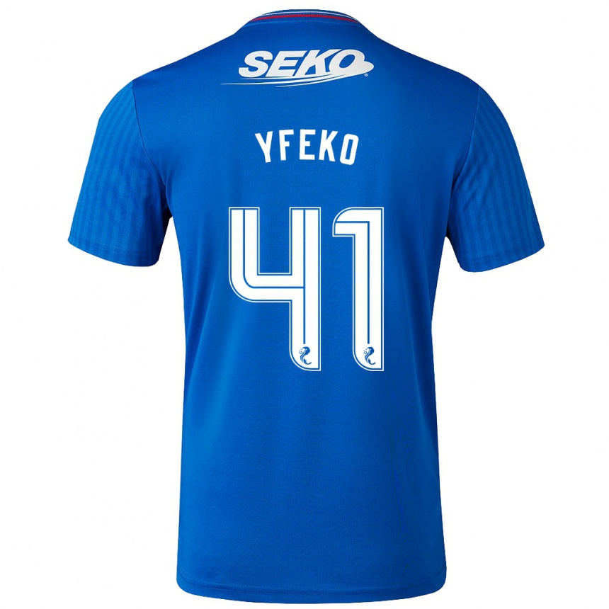 Herren Fußball Johnly Yfeko #41 Blau Heimtrikot Trikot 2023/24 T-Shirt Luxemburg