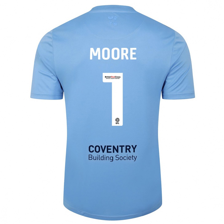 Herren Fußball Simon Moore #1 Himmelblau Heimtrikot Trikot 2023/24 T-Shirt Luxemburg
