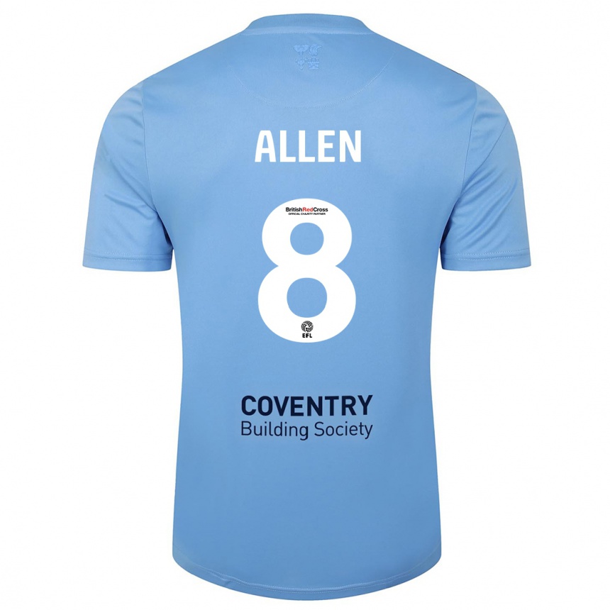 Herren Fußball Jamie Allen #8 Himmelblau Heimtrikot Trikot 2023/24 T-Shirt Luxemburg