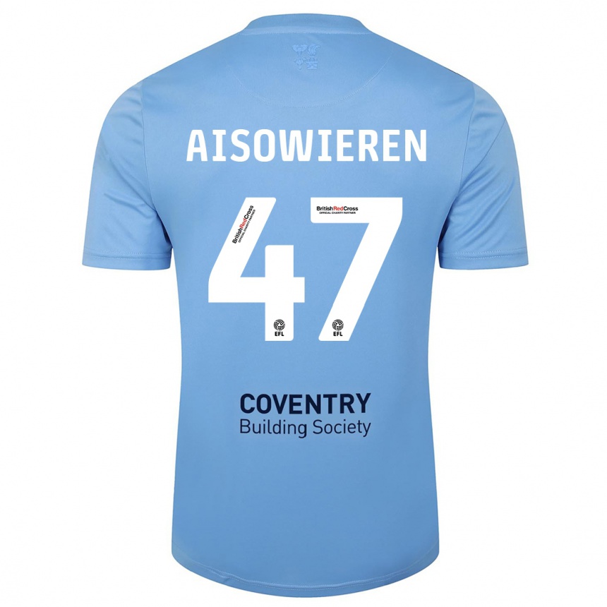 Herren Fußball Evan Eghosa Aisowieren #47 Himmelblau Heimtrikot Trikot 2023/24 T-Shirt Luxemburg
