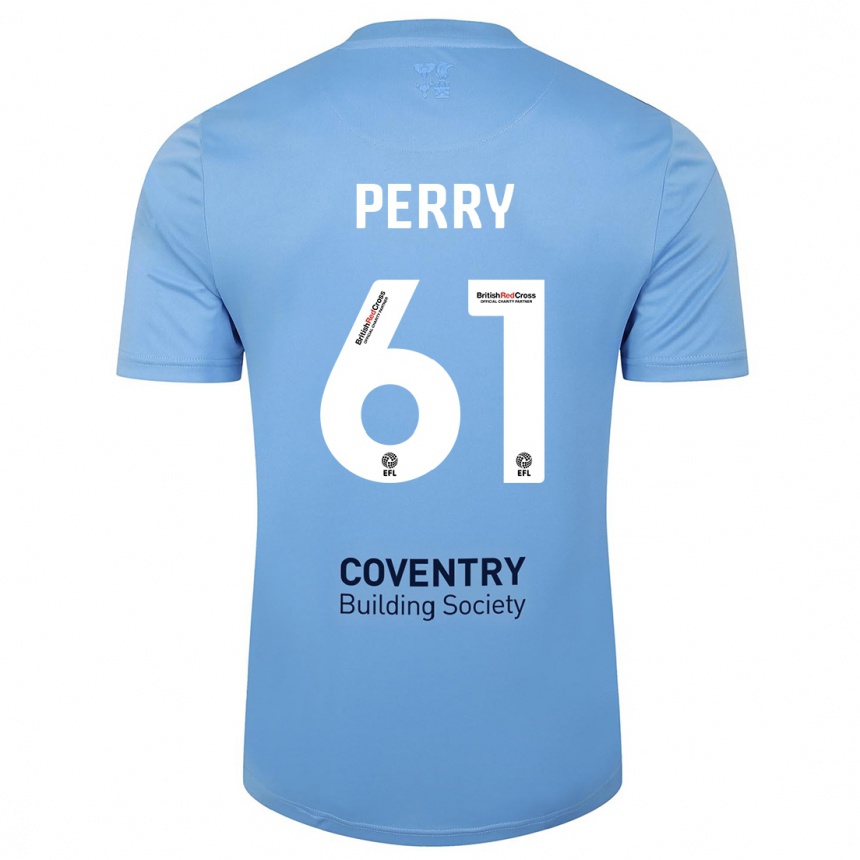 Herren Fußball Callum Perry #61 Himmelblau Heimtrikot Trikot 2023/24 T-Shirt Luxemburg