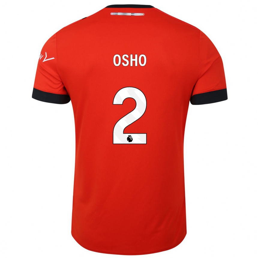 Herren Fußball Gabriel Osho #2 Rot Heimtrikot Trikot 2023/24 T-Shirt Luxemburg