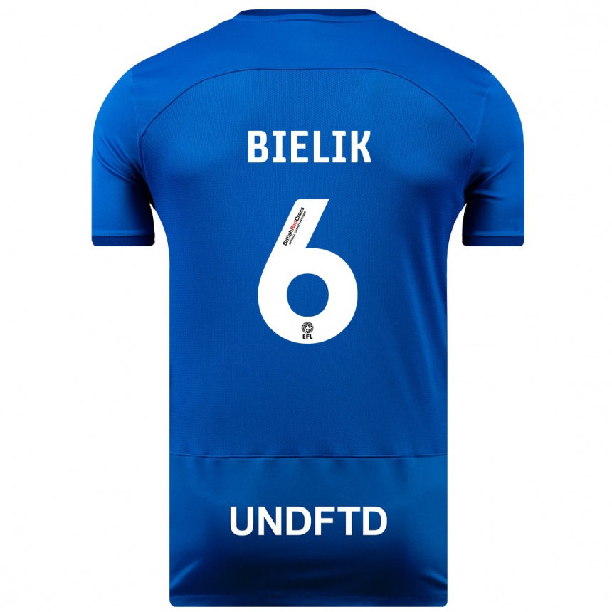 Herren Fußball Krystian Bielik #6 Blau Heimtrikot Trikot 2023/24 T-Shirt Luxemburg