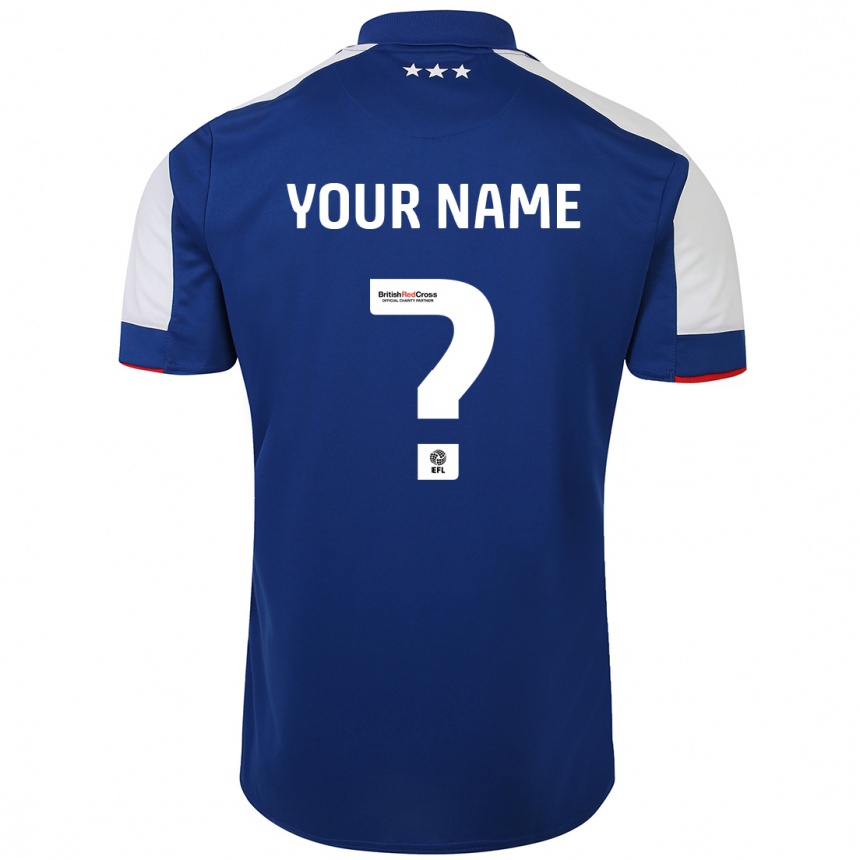 Herren Fußball Ihren Namen #0 Blau Heimtrikot Trikot 2023/24 T-Shirt Luxemburg