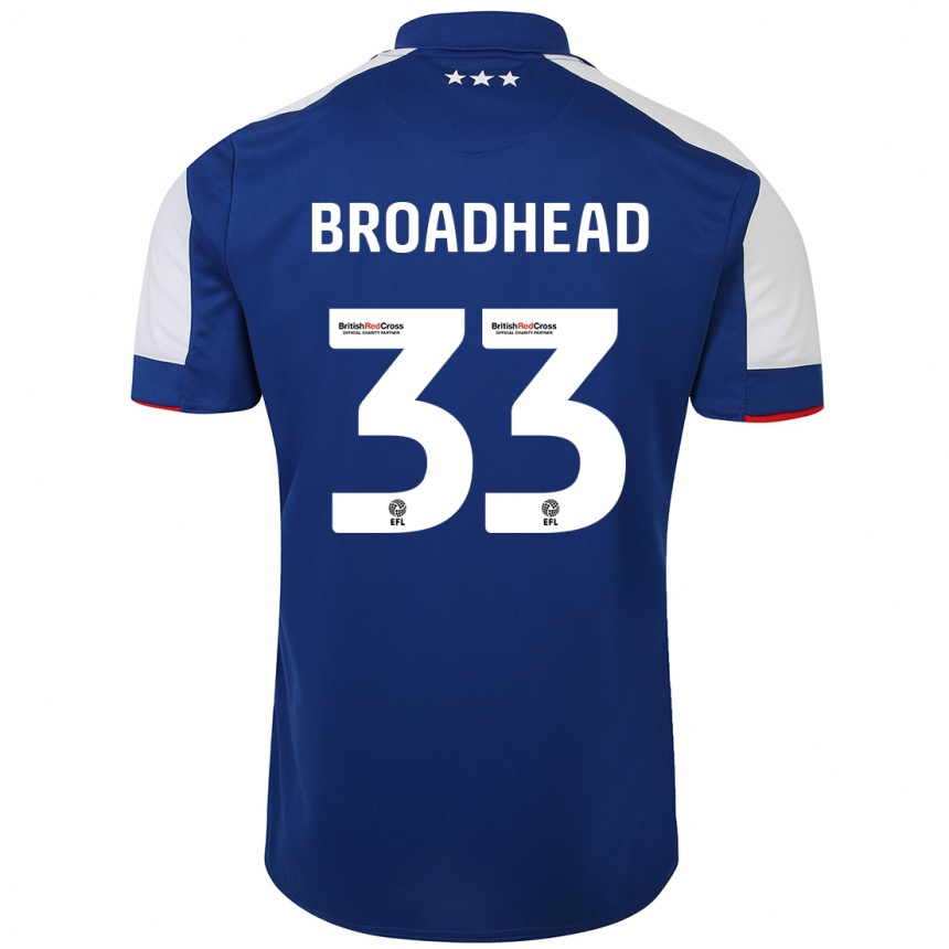 Herren Fußball Nathan Broadhead #33 Blau Heimtrikot Trikot 2023/24 T-Shirt Luxemburg