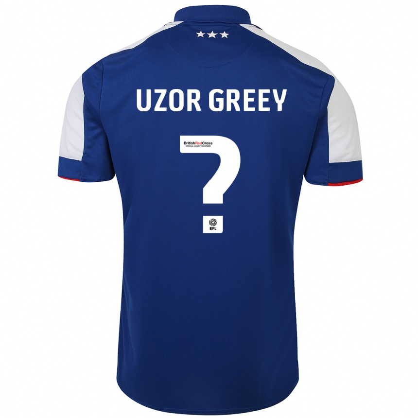 Herren Fußball Chuks Uzor-Greey #0 Blau Heimtrikot Trikot 2023/24 T-Shirt Luxemburg