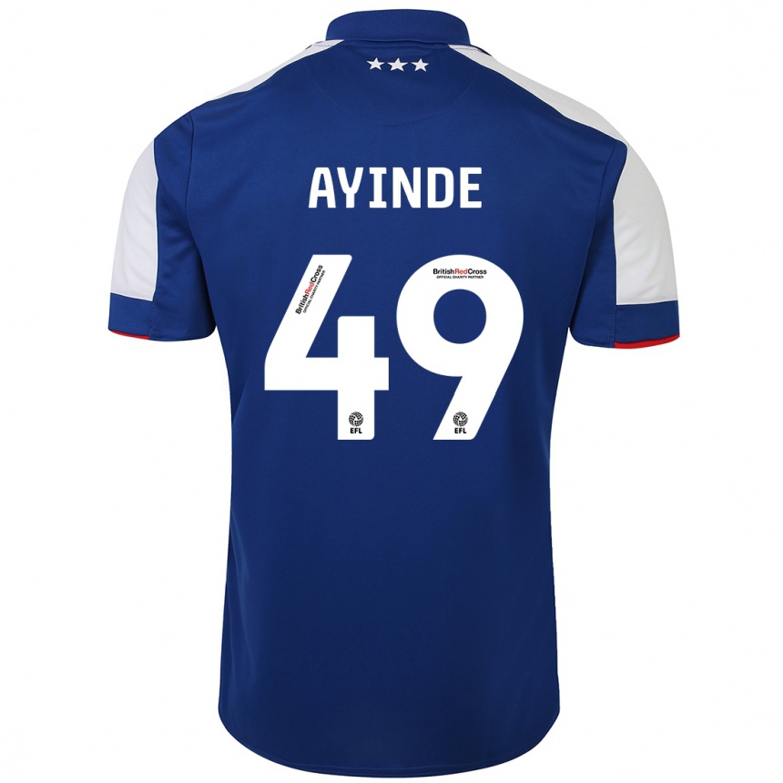 Herren Fußball Leon Ayinde #49 Blau Heimtrikot Trikot 2023/24 T-Shirt Luxemburg