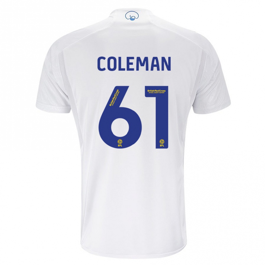Herren Fußball Cian Coleman #61 Weiß Heimtrikot Trikot 2023/24 T-Shirt Luxemburg