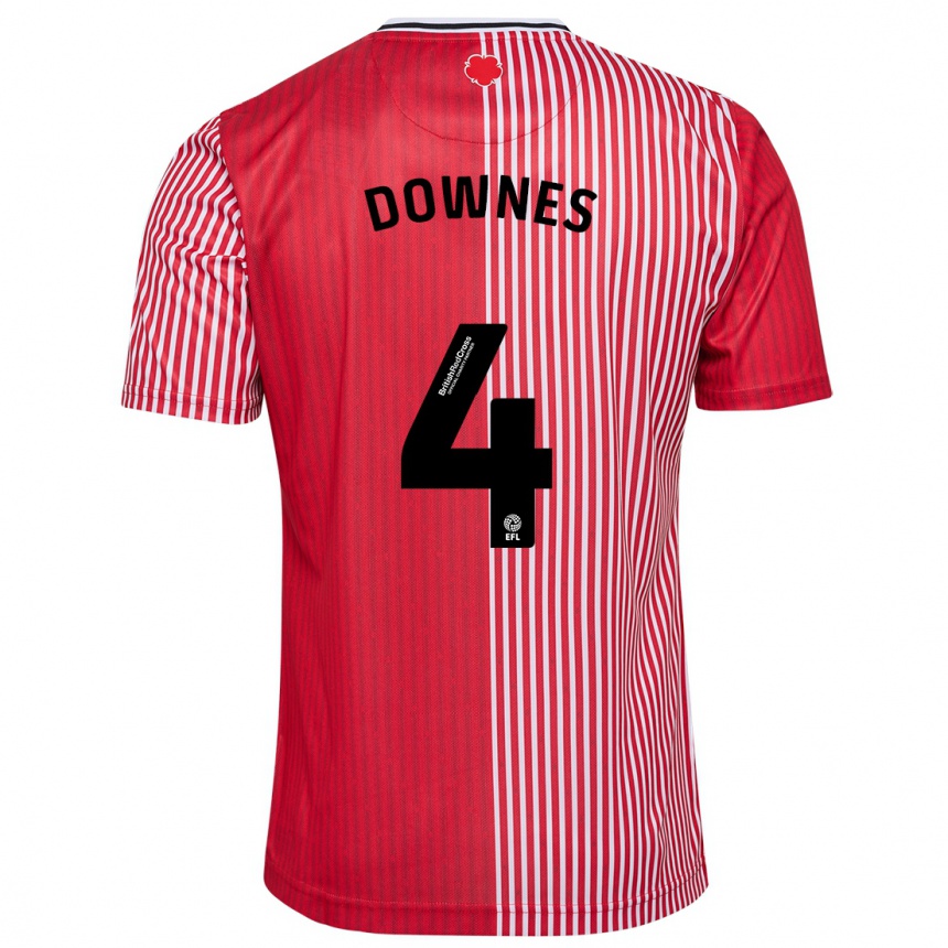 Herren Fußball Flynn Downes #4 Rot Heimtrikot Trikot 2023/24 T-Shirt Luxemburg