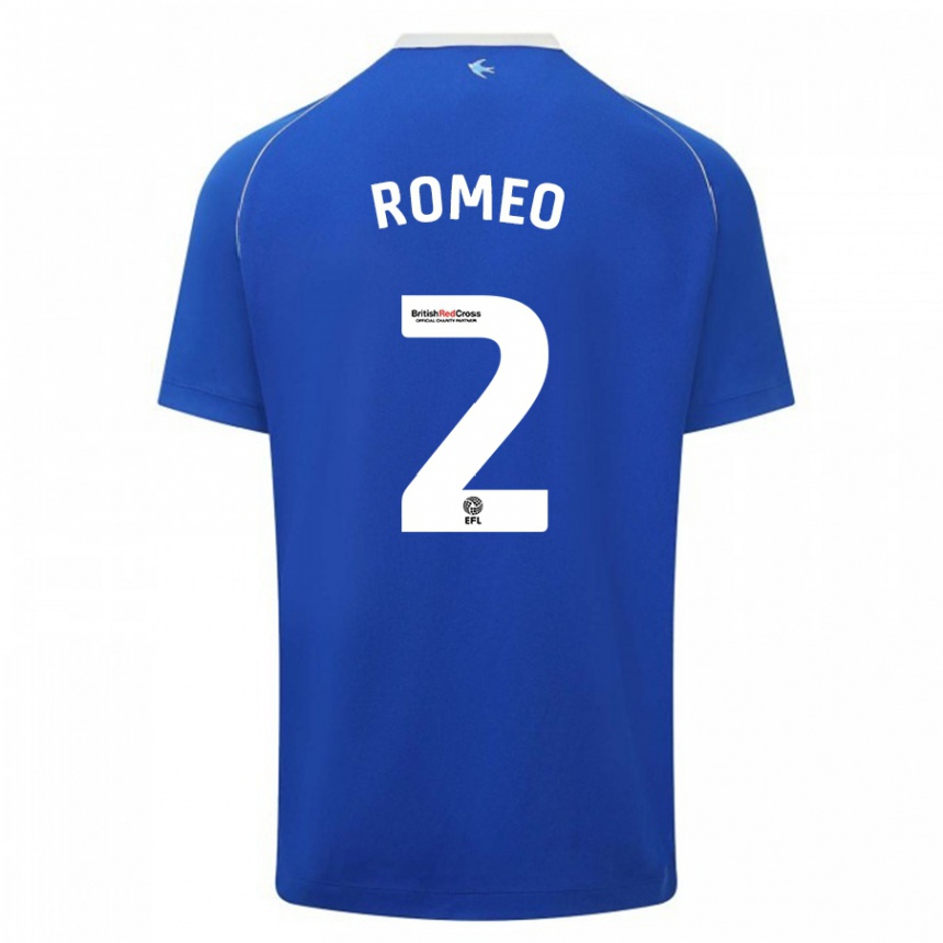 Herren Fußball Mahlon Romeo #2 Blau Heimtrikot Trikot 2023/24 T-Shirt Luxemburg